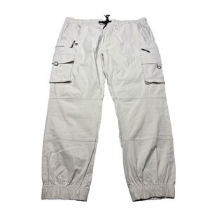 Benjamin Black Mens 4XL Beige Nylon Cargo Jogger Pants Drawstring Utility Stone